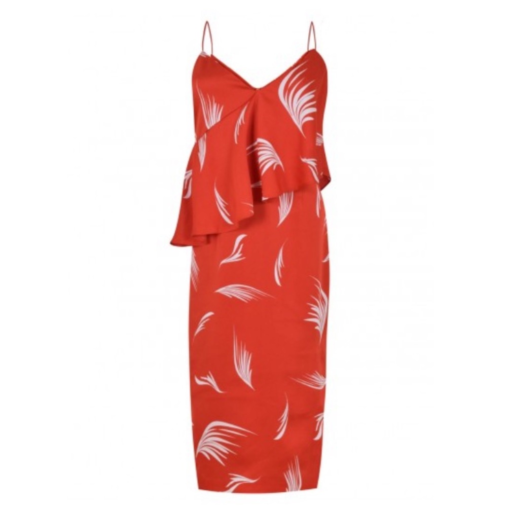 REVOLVE C/MEO Collective Silky Red-Orange Midi Dress